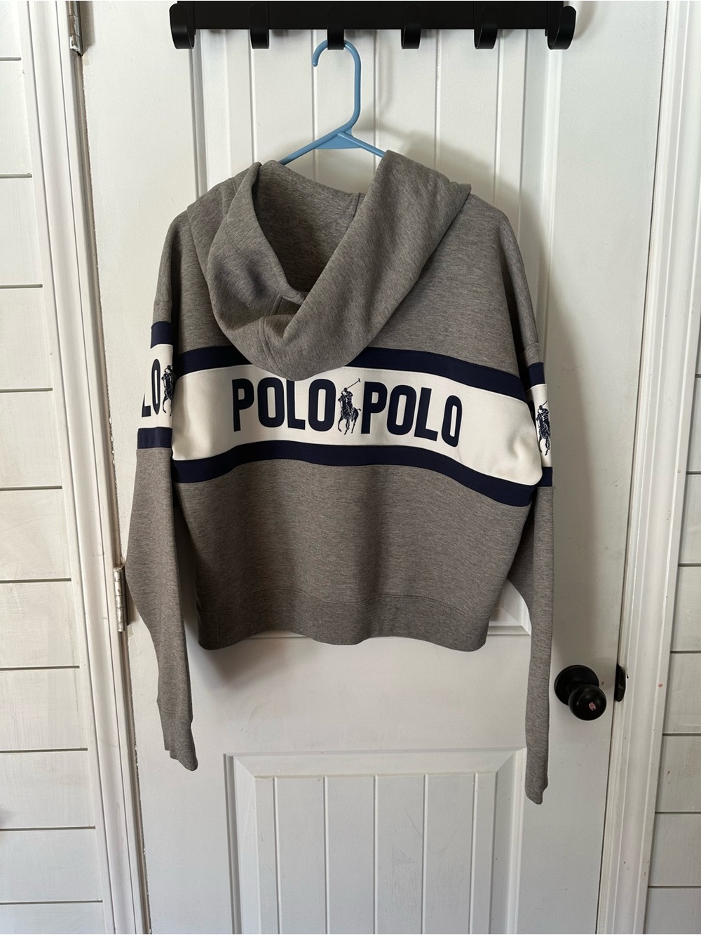 Polo Ralph Lauren 1967 Logo Around Double Knit Hoodie Women’s XL Gray Navy - Picture 7 of 8